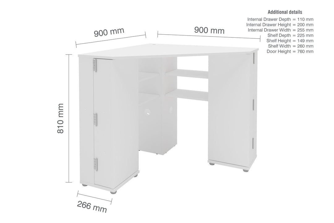 Birlea Olivia Corner Dressing Table With Storage (Self Assembly) (DHD)