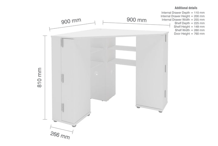 Birlea Olivia Corner Dressing Table With Storage (Self Assembly) (DHD)