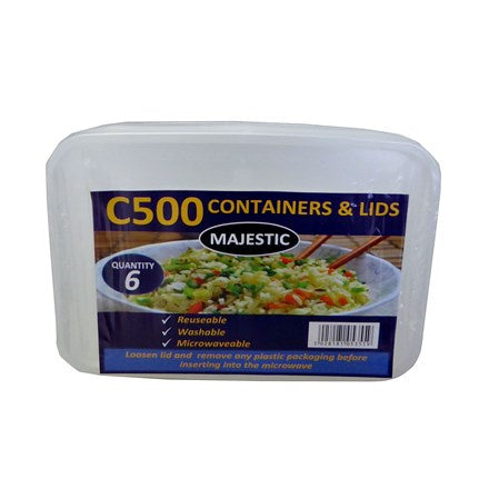 Majestic Microwave Food Containers 500ml - Pack of 6