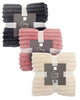 Cosy Rib Design Soft Touch Flannel Throws 120x150cm - Assorted Colours