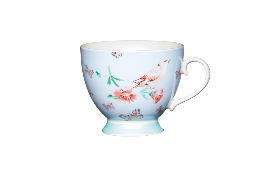 KitchenCraft China Blue Birds Footed Mug