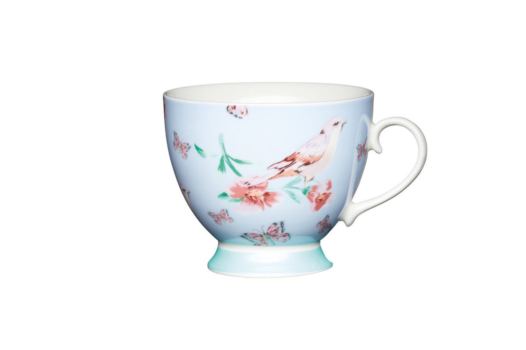 KitchenCraft China Blue Birds Footed Mug