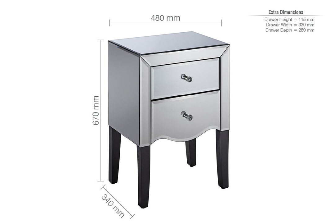 Birlea Palermo 2 Drawer Bedside (DHD)