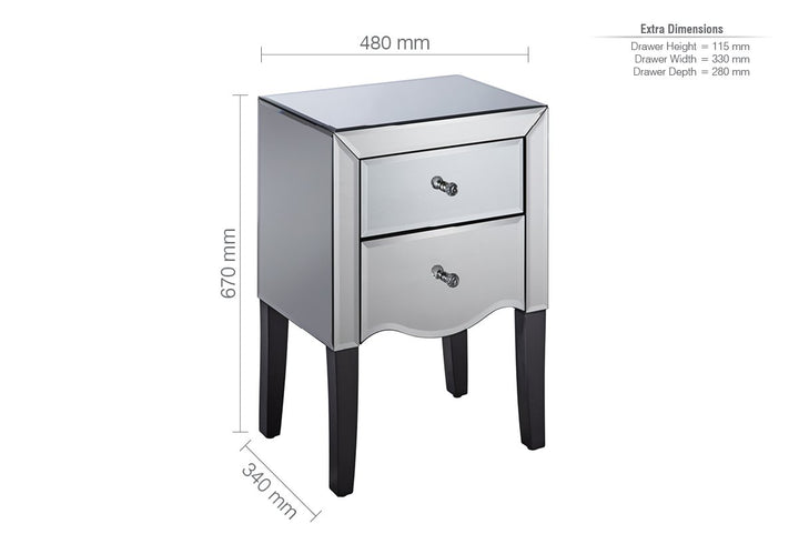 Birlea Palermo 2 Drawer Bedside (DHD)