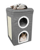 Smart Pets 2 Storey Folding Cat House - 40x40x64cm - Grey
