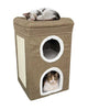 Smart Pets 2 Storey Folding Cat House - 40x40x64cm - Natural