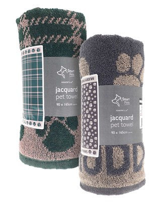 Jacquard Muddy Paws Design Dog Towels 60x125cm - Assorted Colours