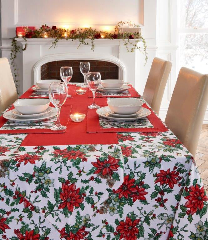 Poinsettia Trail Tablecloth Round 70in 180cm