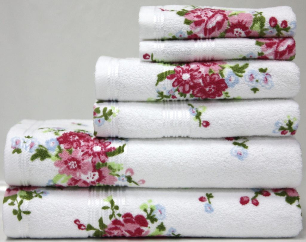 Printed rose cotton bath sheet