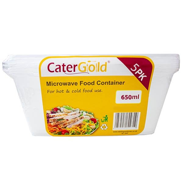 CaterGold Microwave Food Containers 650ml - Pack of 5