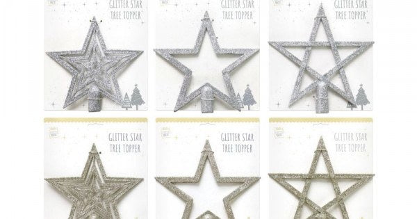 Glitter Star Christmas Tree Topper 18.5cm (Assorted)