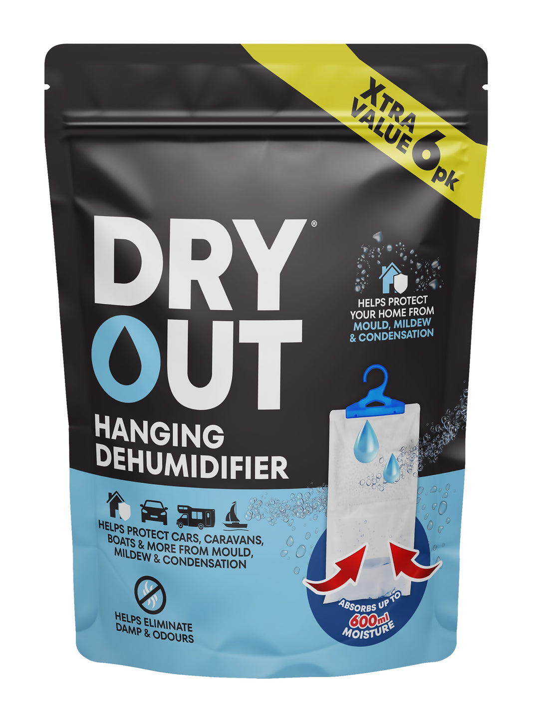Moisture Absorber 6pk Hanging Dehumidifier 400ml