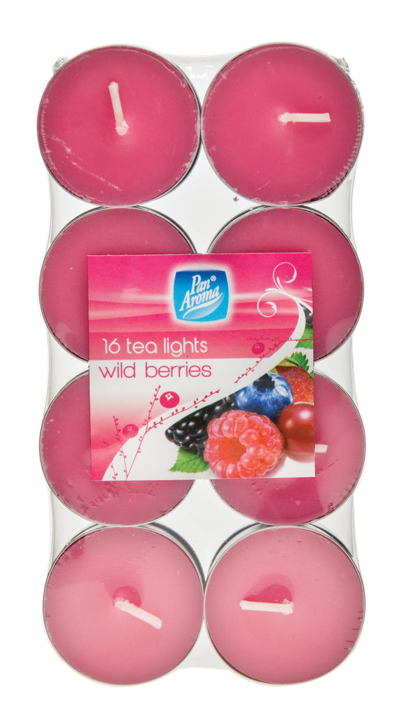 Pan-Aroma 16 Pack Colour Tea-lights -Wild Berries