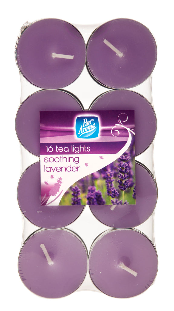 Pan-Aroma 16 Pack Colour Tea-lights - Soothing Lavender
