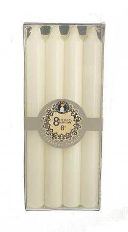Waxworks Set Of 4 8'' Straight Candles - White