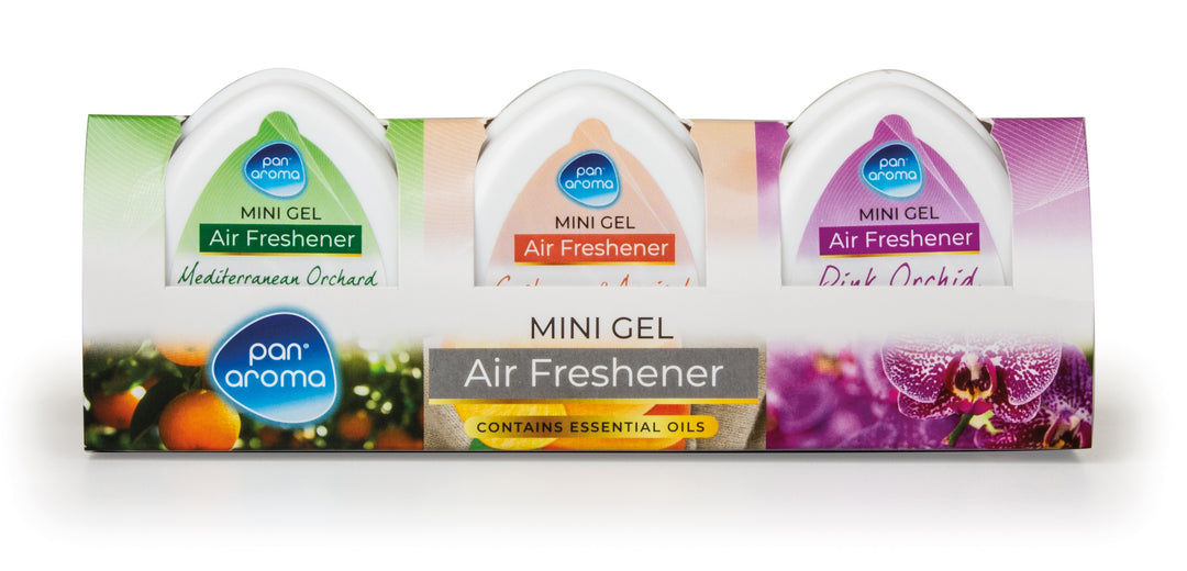 Pan Aroma Mini Gel Air Freshener 3pk - Mediterranean Orchard, Cashmere & Apricot and Pink Orchid