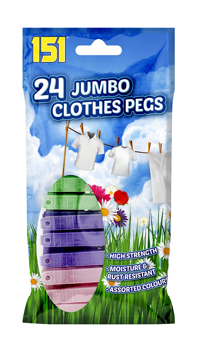 Plas Jumbo Clothes Pegs 24pk