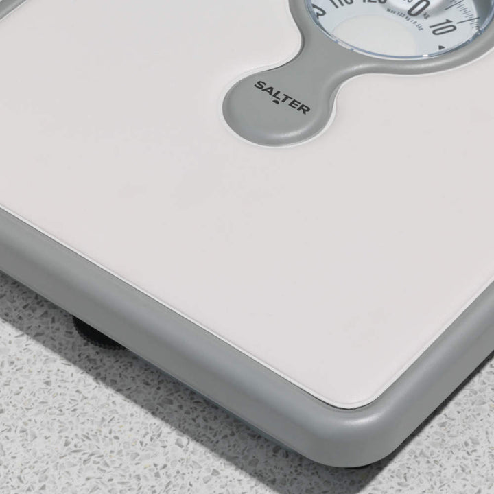 Salter Compact Mechanical Bathroom Scale with Magnifying Lens White