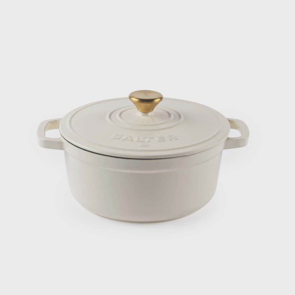 Salter Chester 24cm Cast Iron Casserole Pot - Cream