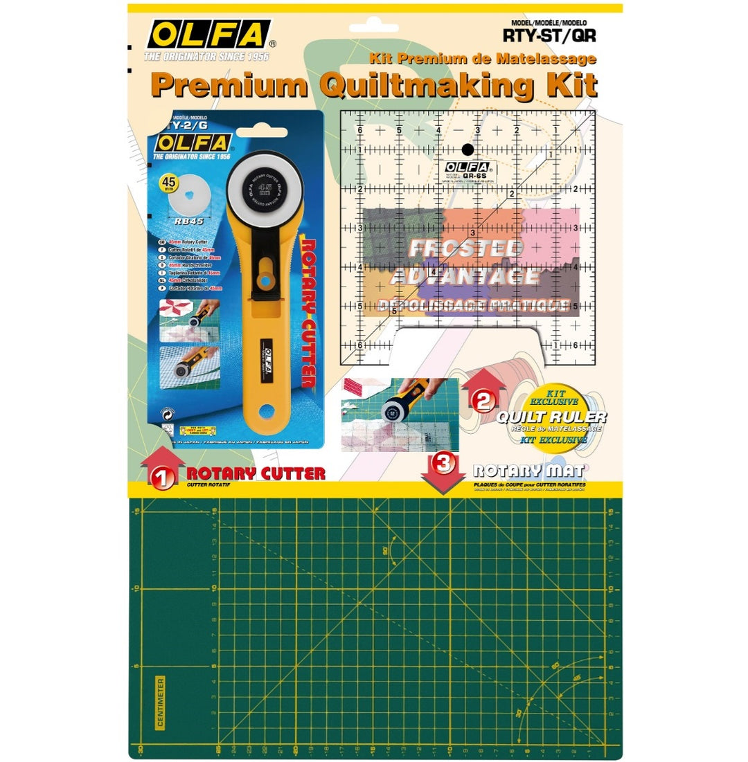 Premium Quilt Making Kit - Cutting Mat, Rotary Cutter & Ruler