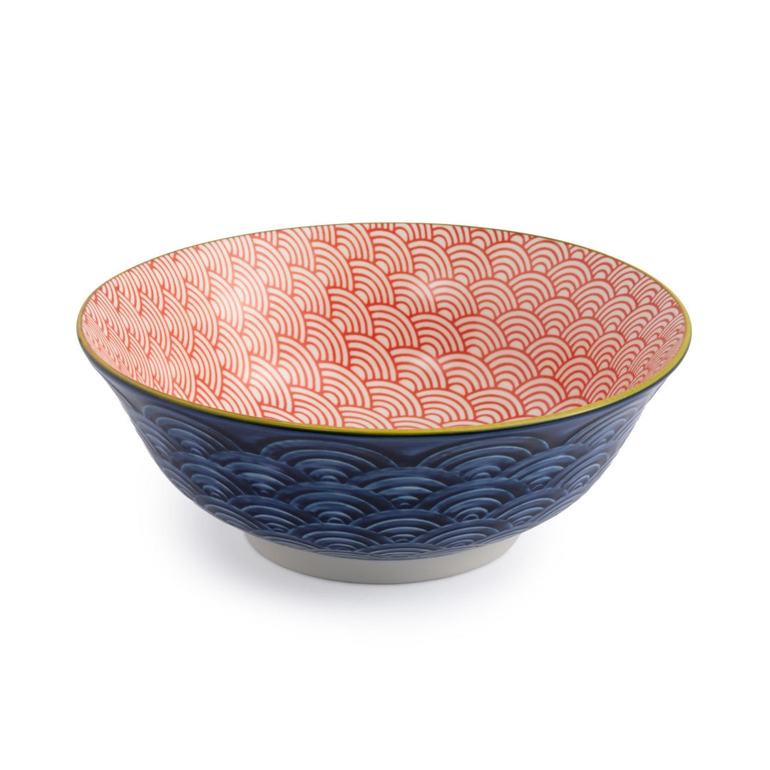 Mikasa Red and Blue Arc Stoneware Ramen Bowl, 21cm