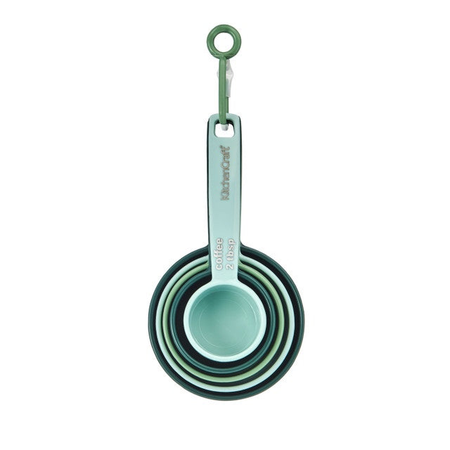 KitchenCraft 5pc Measuring Cup Set with Space Saving, Nestable Kitchen Cups, Green and Blue