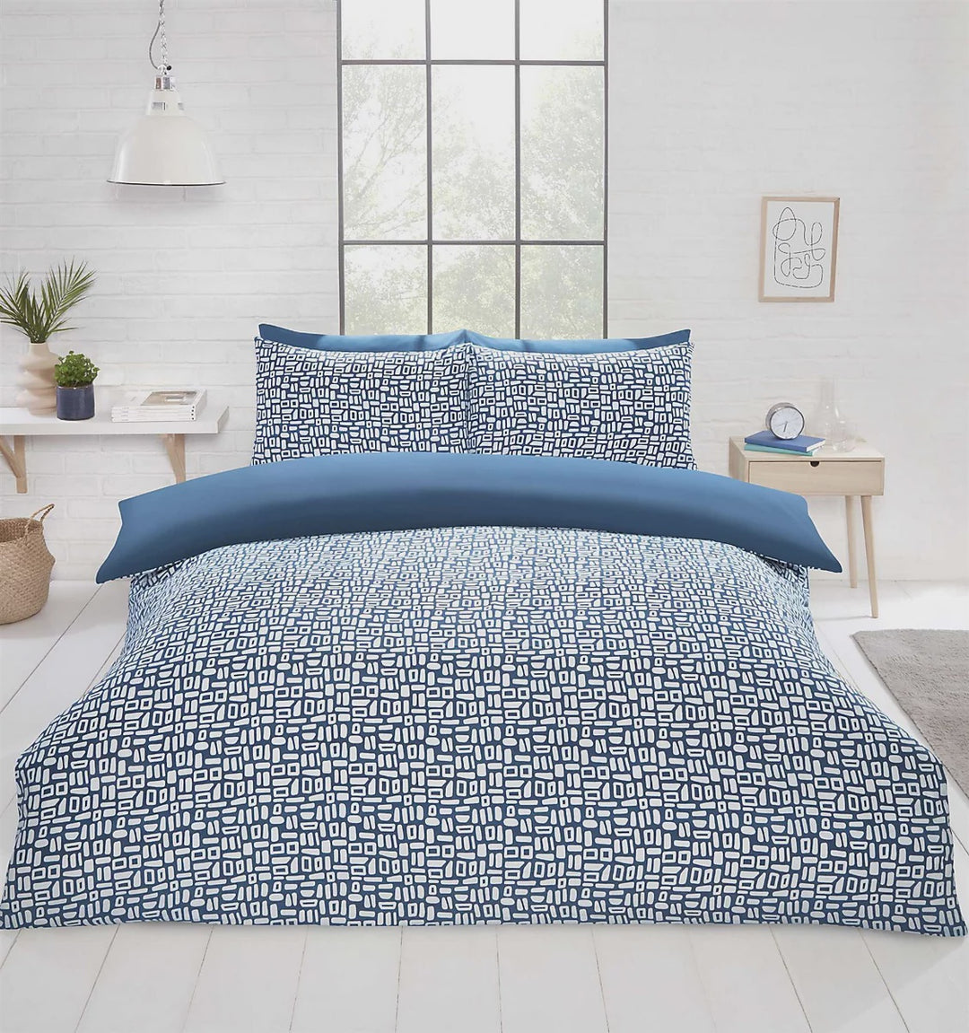 Pebbles Duvet Cover Set Single Blue
