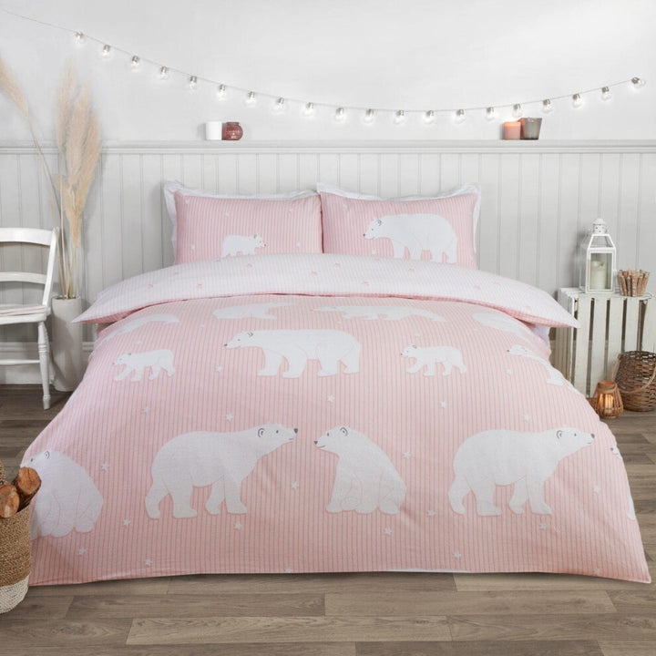 Polar Bear Brushed Cotton Duvet Cover Set Reversible