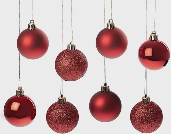 Premier 10 x 60mm Multi Finish Baubles Red