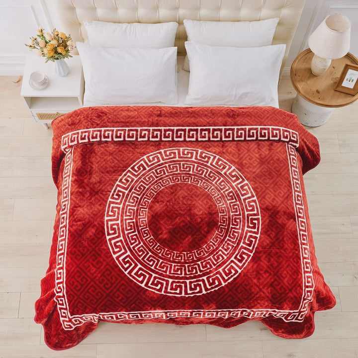 Apollo Greek Key Mink Throw 150cm x 200cm Red