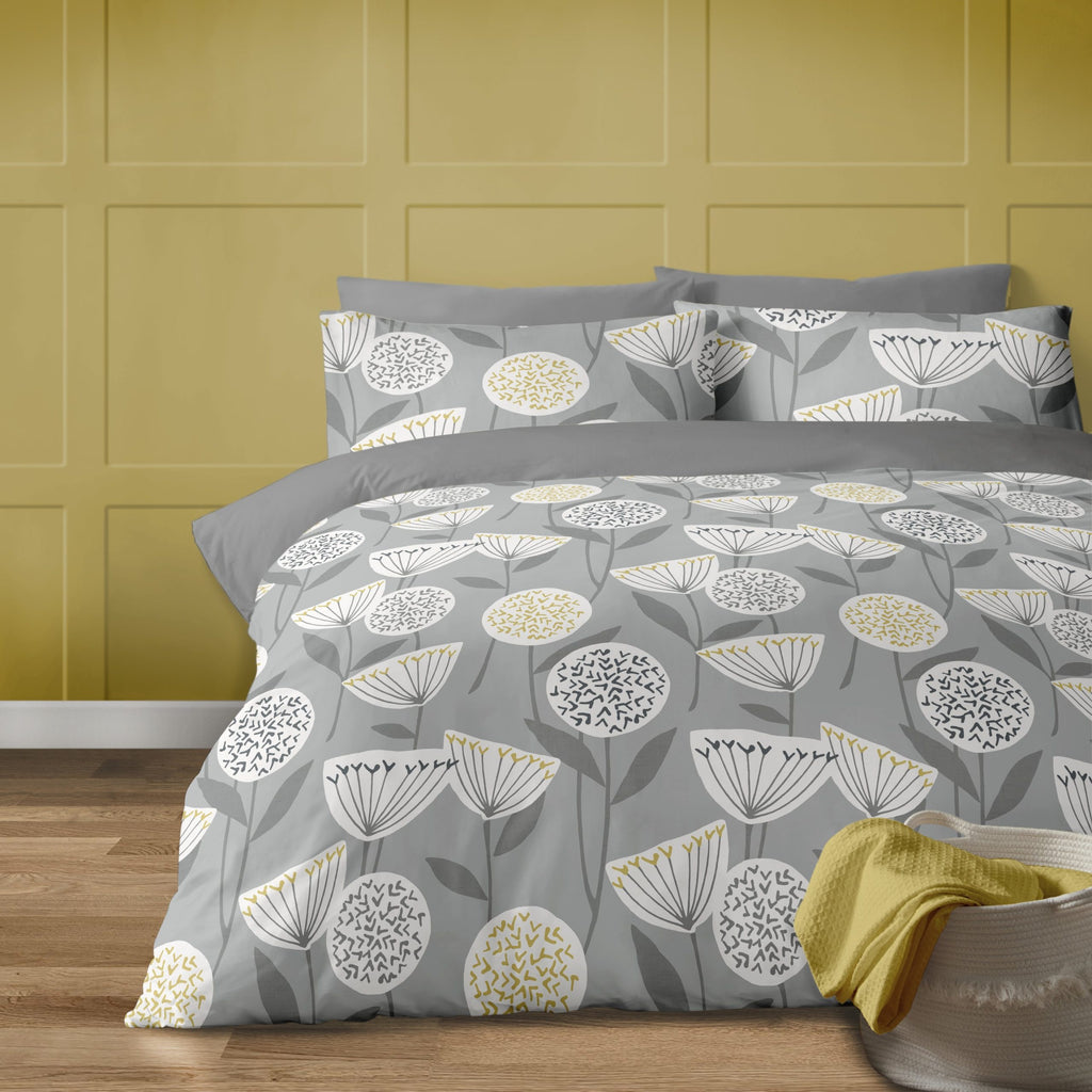 Retro Scandi Duvet Cover Set King Size Grey