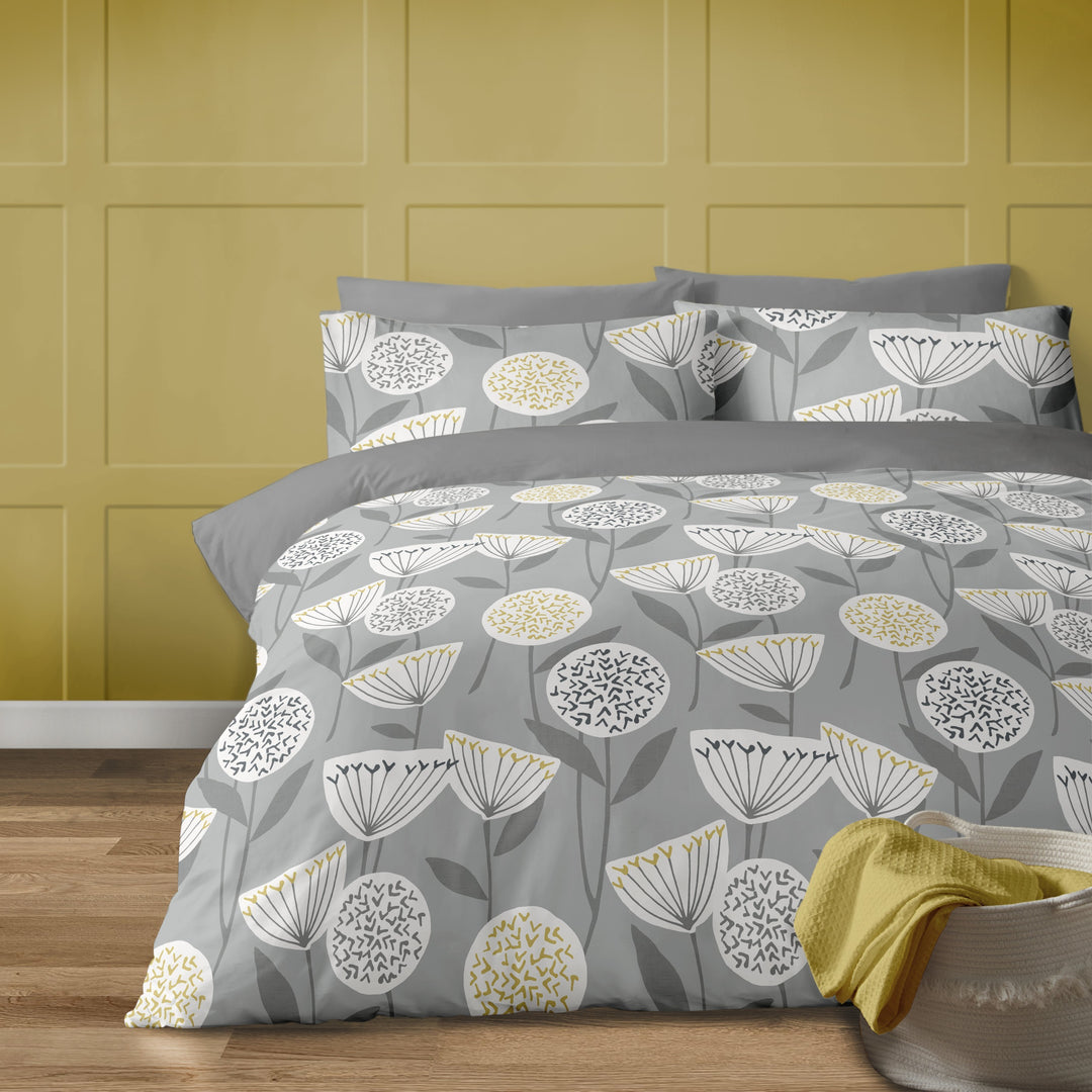 Retro Scandi Duvet Cover Set Double Grey
