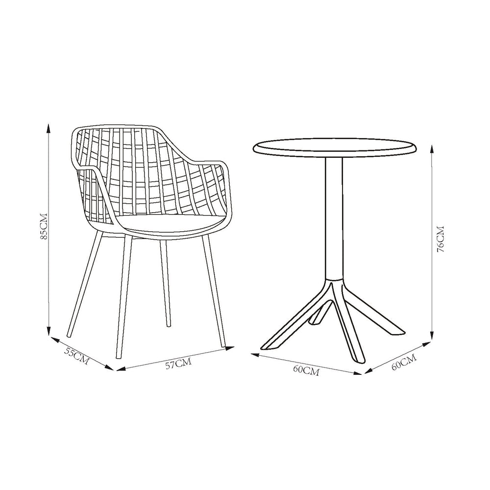 Rimini - 3 Piece Garden Bistro Table & 2 x Armchair Set Outdoor Grade, Moss Green (Self Assembly) (DHD) Image 2