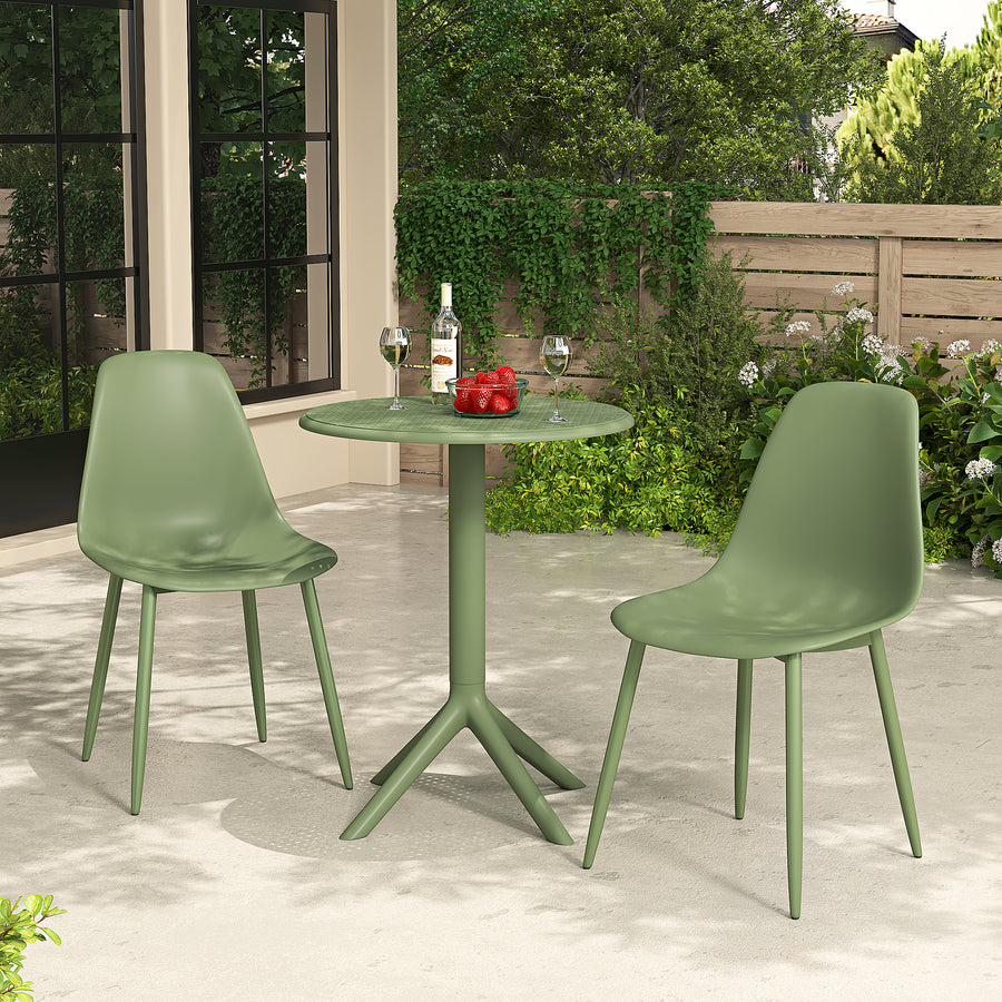 Rimini - 3 Piece Garden Cala Bistro Table & 2 x Chair Set Outdoor Grade, Moss Green (Self Assembly) (DHD) Image 1