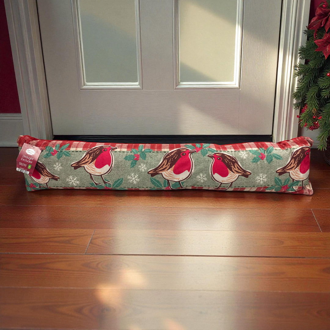 Fabric Printed Draught Excluder Xmas Robin