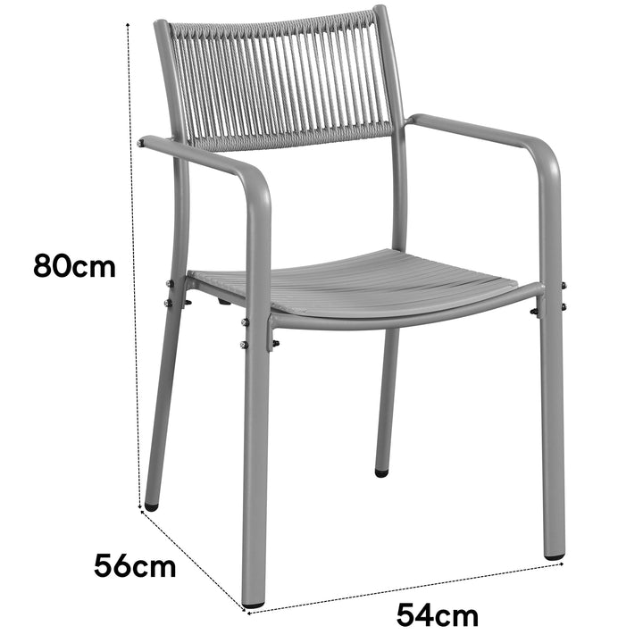 Rope Backed Bistro Metal Arm Chair Moss Green (pair) (Self Assembly) (DHD) Image 2