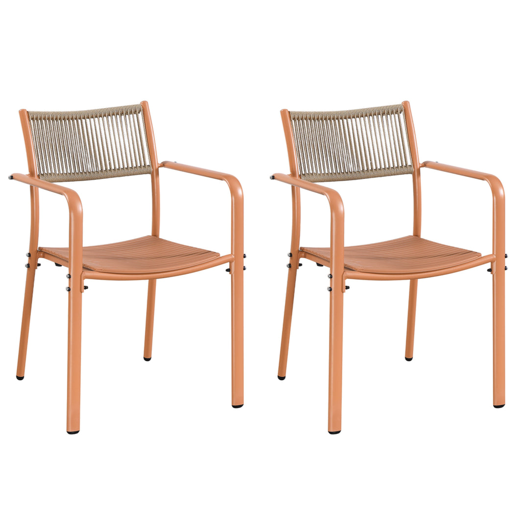 Rope Backed Bistro Metal Arm Chair Terracotta (pair) (Self Assembly) (DHD) Image 1