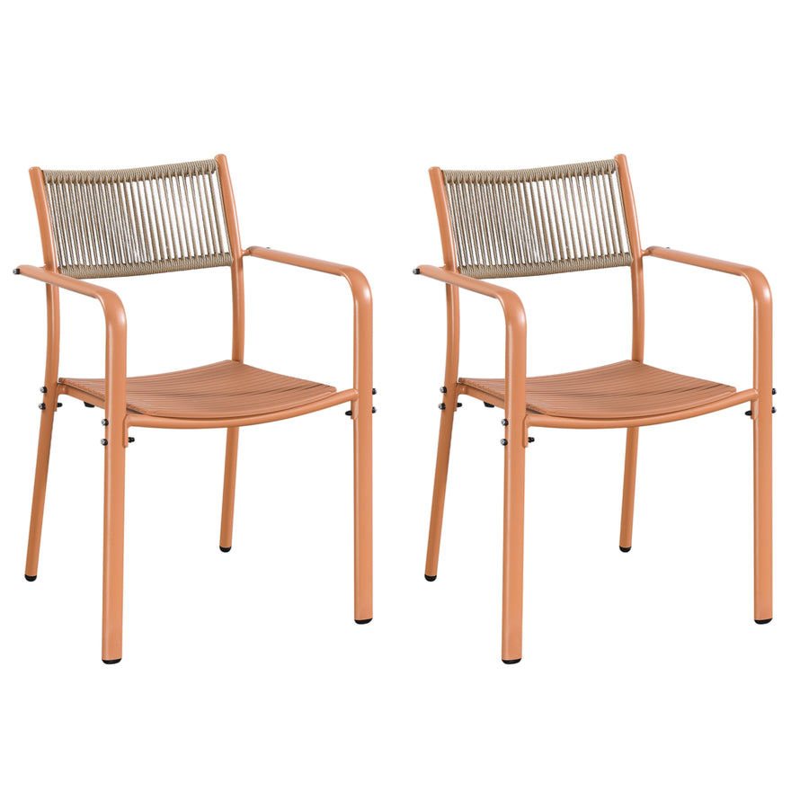 Rope Backed Bistro Metal Arm Chair Terracotta (pair) (Self Assembly) (DHD) Image 1