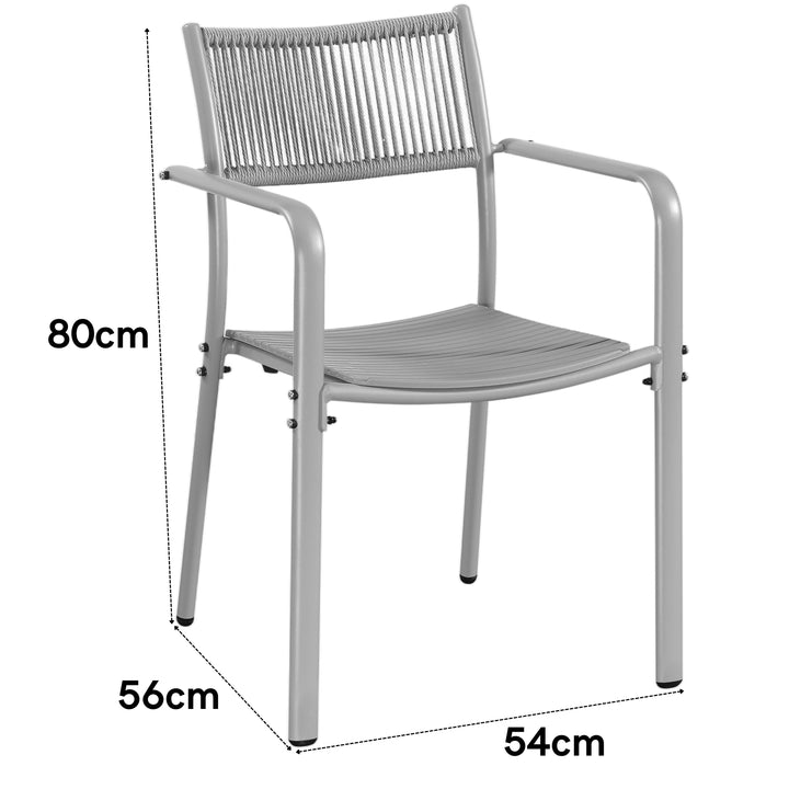 Rope Backed Bistro Metal Arm Chair Terracotta (pair) (Self Assembly) (DHD) Image 2