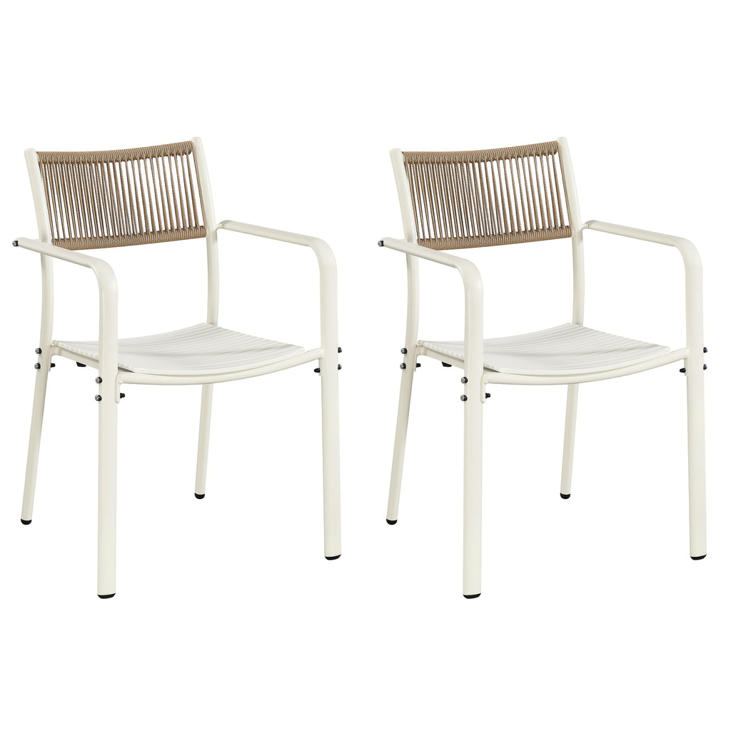 Rope Backed Bistro Metal Arm Chair White (pair) (Self Assembly) (DHD) Image 1