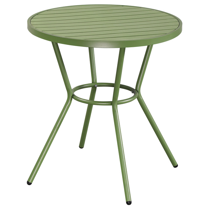 Round Bistro Table UV Plastic Top And Metal Legs Moss Green (Self Assembly) (DHD) Image 1