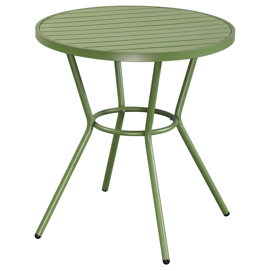 Round Bistro Table UV Plastic Top And Metal Legs Moss Green (Self Assembly) (DHD) Image 1