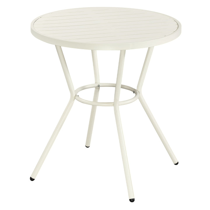 Round Bistro Table UV Plastic Top And Metal Legs White (Self Assembly) (DHD) Image 1