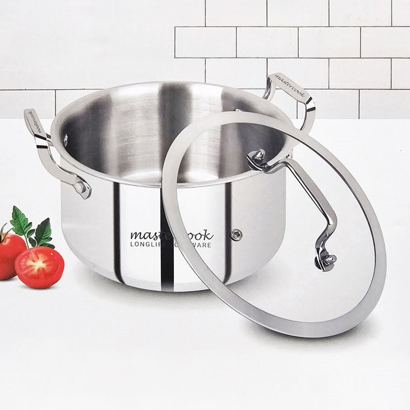 Mastercook 34cm Premium Tri-Ply Series Casserole Pot With Glass Lid