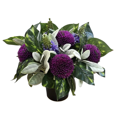 25Cm Purple Chrysanthemum Liatris Foliage Grave Pot
