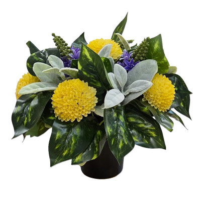 25Cm Yellow Chrysanthemum Liatris Foliage Grave Pot