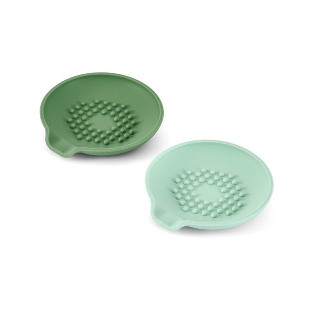 KitchenCraft Silicone Spoon Rests with Raised Grips, Light and Dark Green