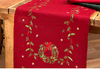 Embroidered wreath trail runner red 38x180cm