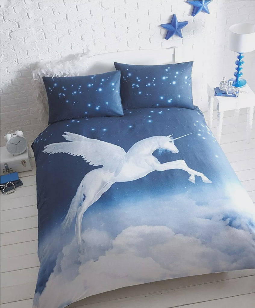 Unicorn Brushed Cotton Duvet Set Double