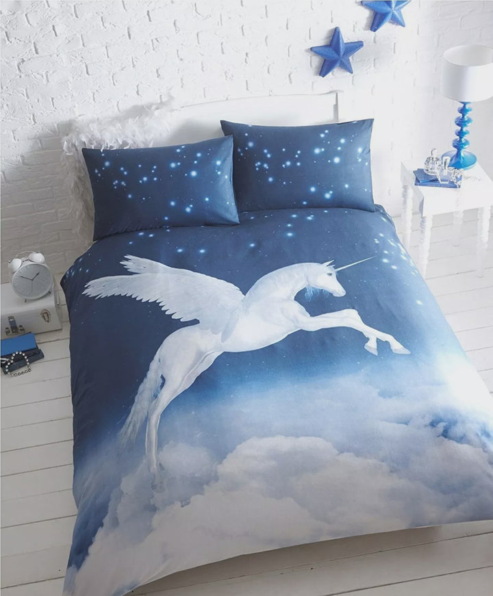 Unicorn Brushed Cotton Duvet Set Double